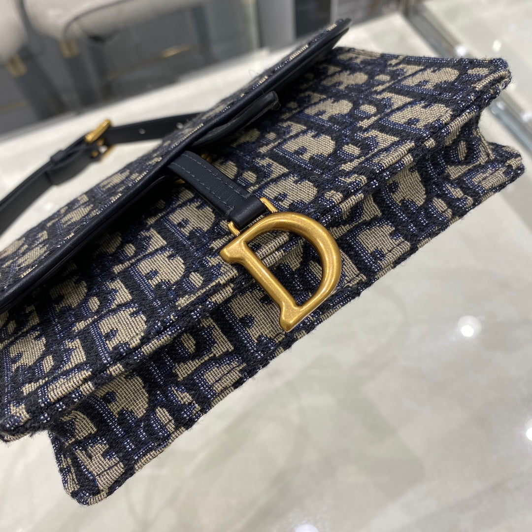 CD SADDLE 17CM BELT BEG BLUE OBLIQUE EMBROIDERY mysite