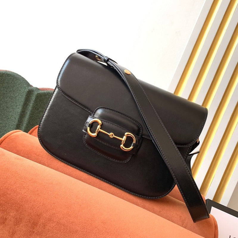 GG 1955 Horsebit Bag 25cm Black Calfskin Gold Hardware mysite