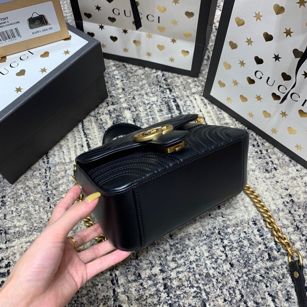 GG Marmont 21cm Mini Top Black Calfskin Gold Hardware mysite
