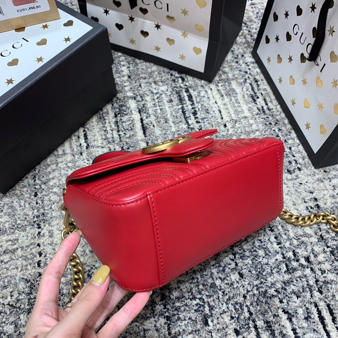 GG Marmont 21cm Mini Top Red Calfskin Gold Hardware mysite
