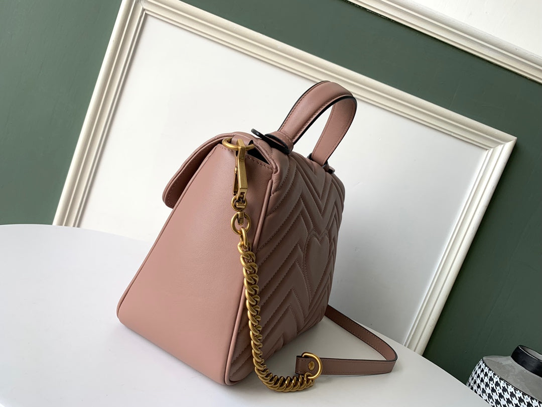 GG Marmont 26.5cm Dark Beige Calfskin Gold Hardware mysite