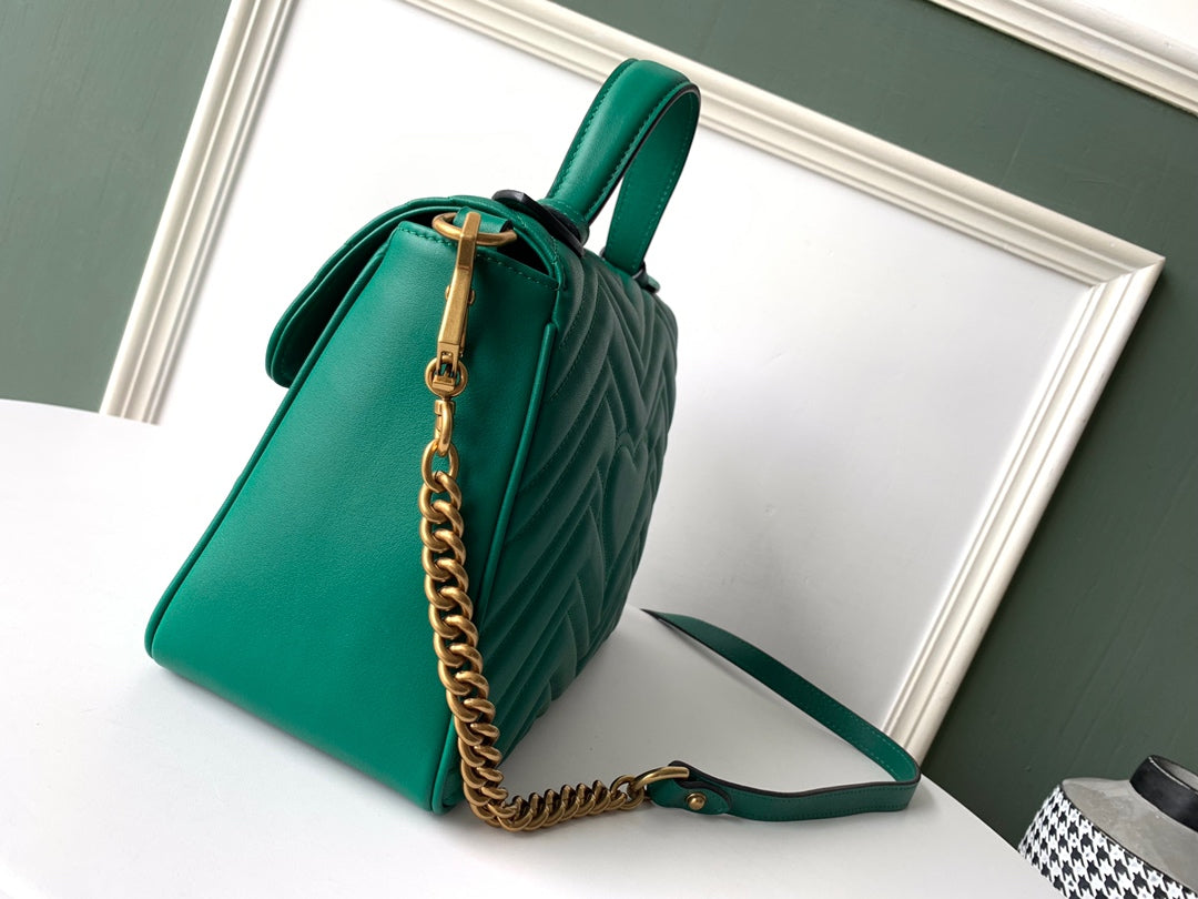 GG Marmont 26.5cm Green Calfskin Gold Hardware mysite