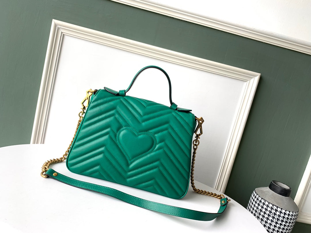 GG Marmont 26.5cm Green Calfskin Gold Hardware mysite