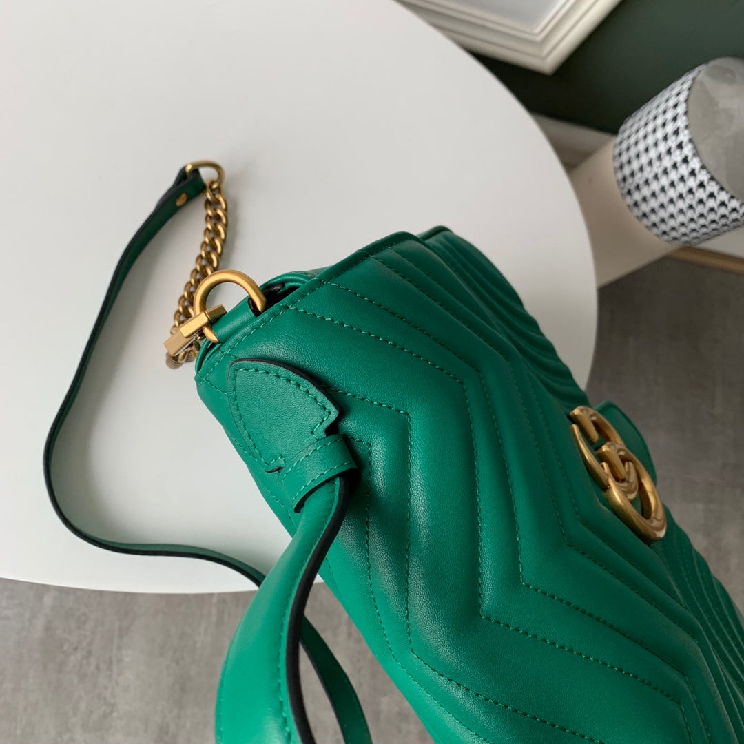 GG Marmont 26.5cm Green Calfskin Gold Hardware mysite