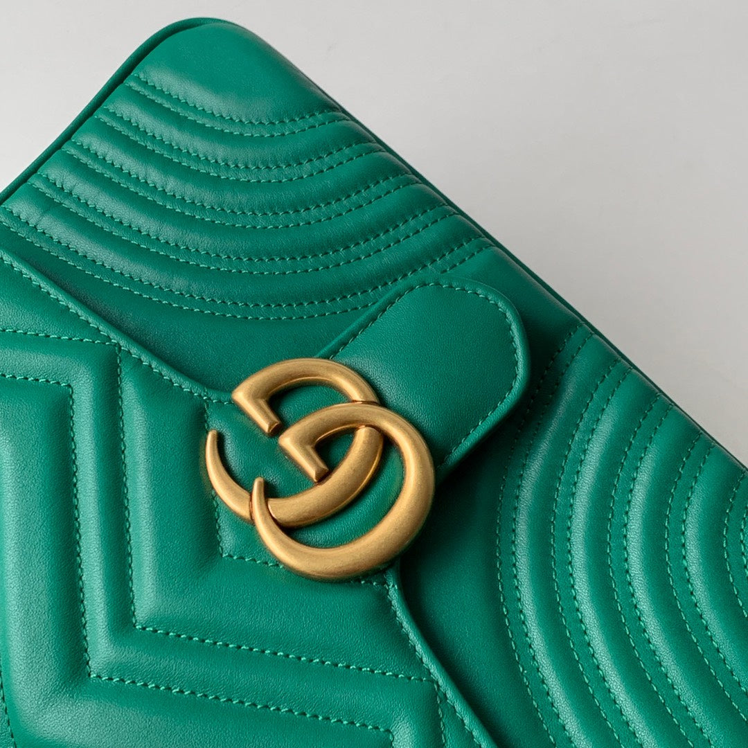 GG Marmont 26.5cm Green Calfskin Gold Hardware mysite