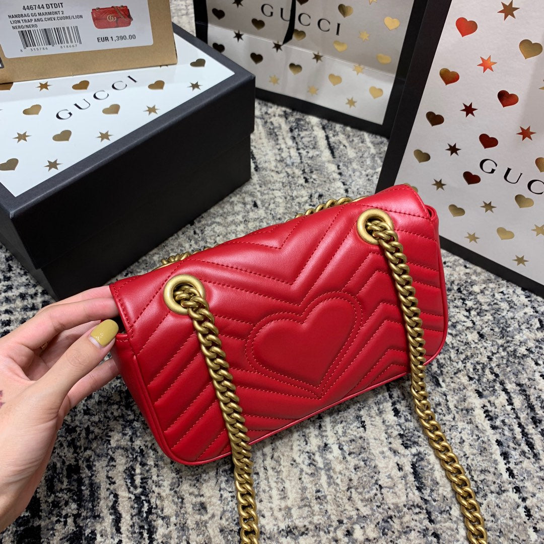 GG Marmont 22cm Red Calfskin Gold Hardware mysite