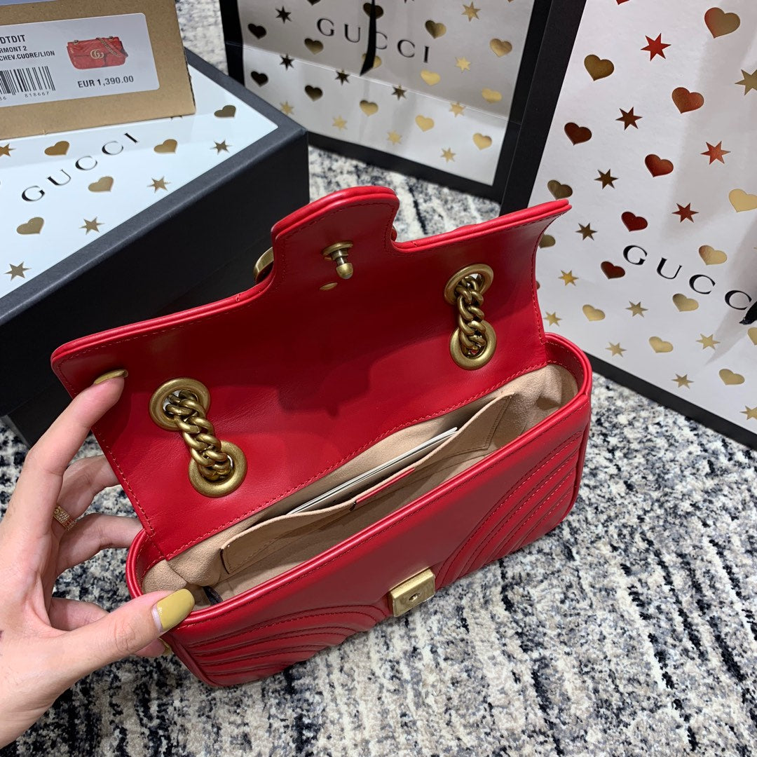 GG Marmont 22cm Red Calfskin Gold Hardware mysite