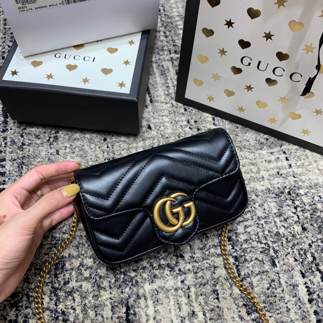 GG Marmont Mini 16.5cm Black Calfskin Gold Hardware mysite
