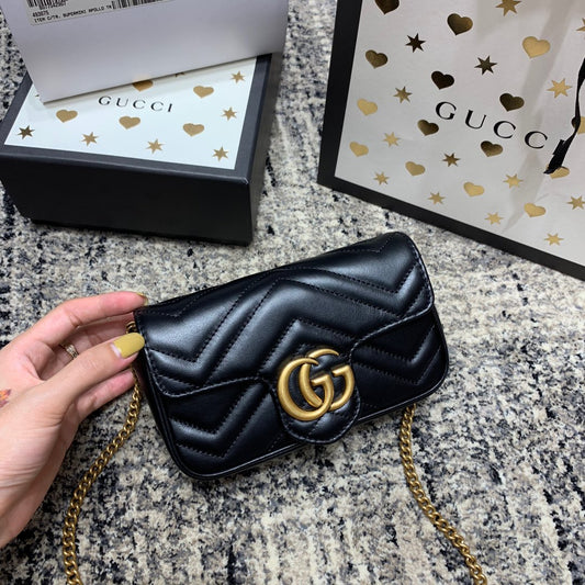 GG Marmont Mini 16.5cm Black Calfskin Gold Hardware mysite