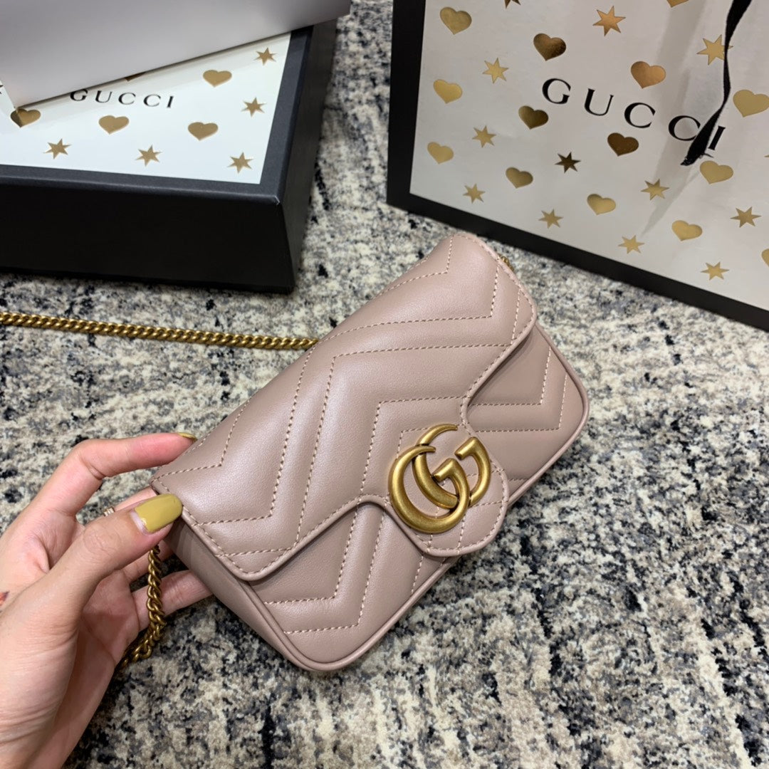 GG Marmont Mini 16.5cm Dark Beige Calfskin Gold Hardware mysite