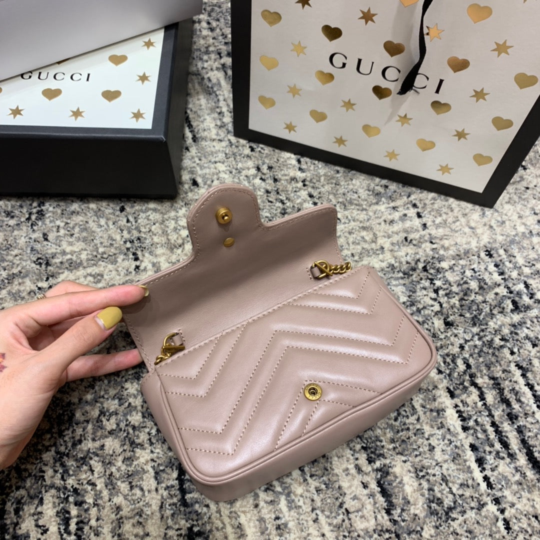 GG Marmont Mini 16.5cm Dark Beige Calfskin Gold Hardware mysite